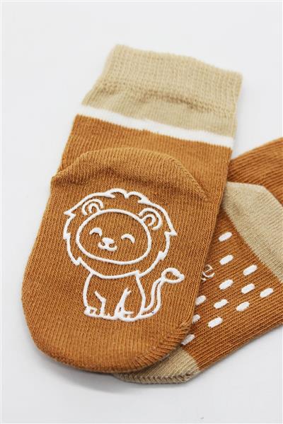 Bistyle Hayvan Figürlü Kaymaz Erkek Soket Çorap 2Li 10119 Hardal