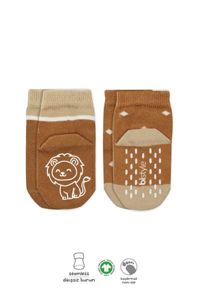 Bistyle Hayvan Figürlü Kaymaz Erkek Soket Çorap 2Li 10119 Hardal