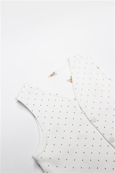 Bistyle I Am So Bear Çift Taraflı Bebe Yelek 18103 Bej Ekru