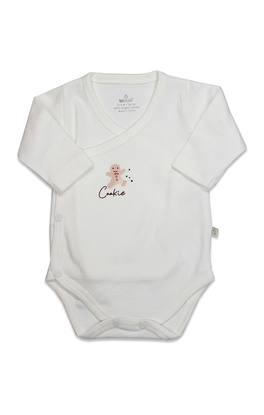 Bistyle Kruvaze Body Uzun Kol Cookies Make Happy 17141 Ekru