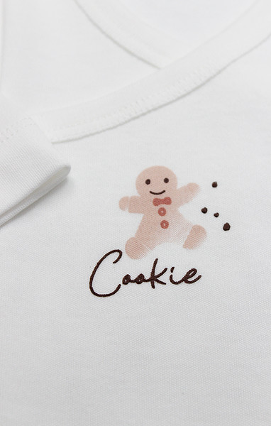 Bistyle Kruvaze Body Uzun Kol Cookies Make Happy 17141 Ekru