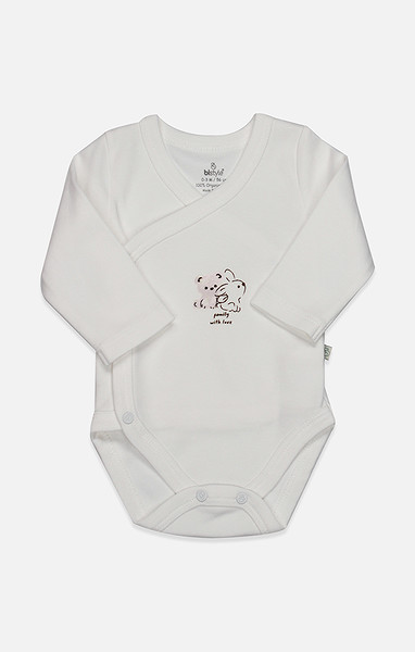 Bistyle Kruvaze Body Uzun Kol Love You Family 17146 Pudra