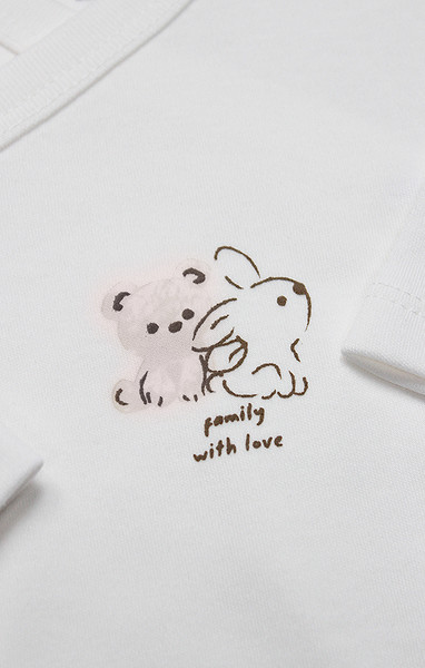 Bistyle Kruvaze Body Uzun Kol Love You Family 17146 Pudra