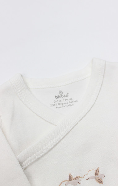 Bistyle Kruvaze Body Uzun Kol Love You Smile 17147 Ekru