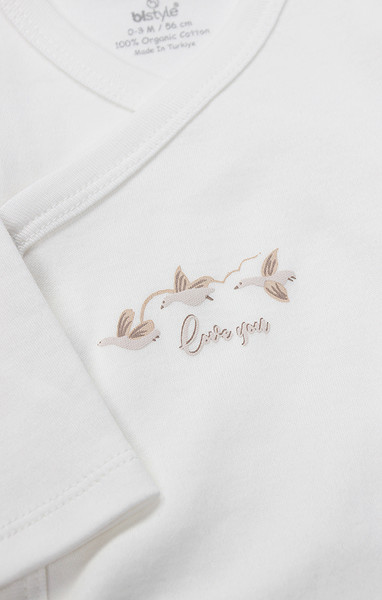 Bistyle Kruvaze Body Uzun Kol Love You Smile 17147 Ekru