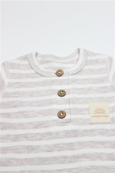 Bistyle Line Colors Yarım Kol Patiksiz Tulum 15126 Bej