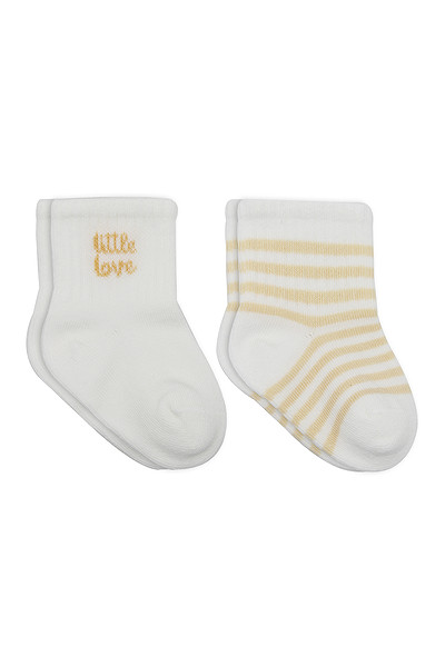 Bistyle Little Girl Penye Soket Çorap 2Li 10139 Ekru Somon