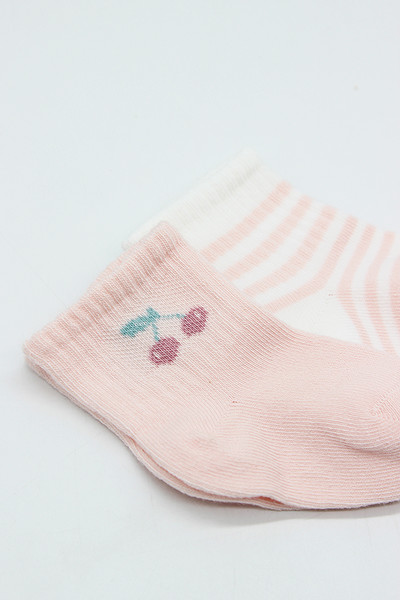 Bistyle Little Girl Penye Soket Çorap 2Li 10139 Pembe Ekru