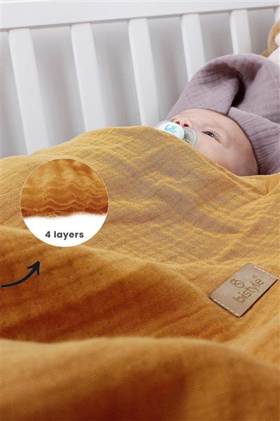 Bistyle Müslin Battaniye 120X120 Cm 70101 Hardal