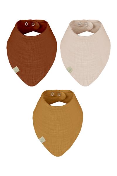 Bistyle Müslin Fular Önlük 3'Lü BS60102 Kiremit Bej Hardal