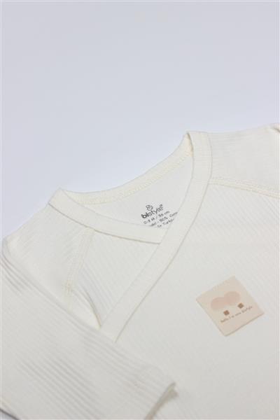 Bistyle Organic Modal Flying Balloons Kruvaze Uzun Kol Body BS17121 Ekru