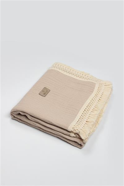 Bistyle Organik Müslin 80X90 Fistolu Battaniye 70112 Bej