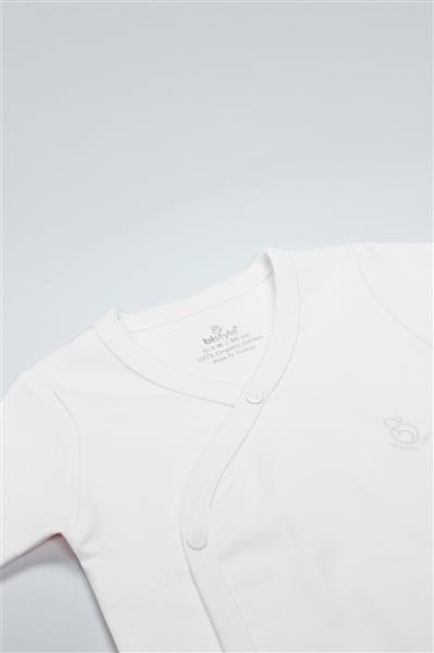 Bistyle Organik Natural Basic Style Kruvaze Uzun Kol Body BS17102 Beyaz
