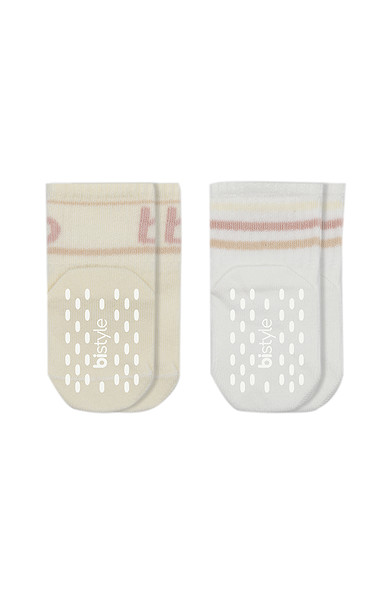 Bistyle Penye Kaymaz Soket Çorap 2Li 10144 Pudra Ekru