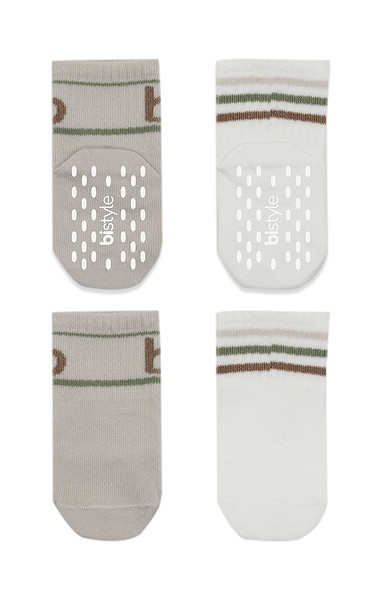 Bistyle Penye Kaymaz Soket Çorap 2Li 10144 Taş Ekru