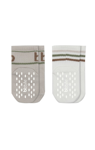 Bistyle Penye Kaymaz Soket Çorap 2Li 10144 Taş Ekru