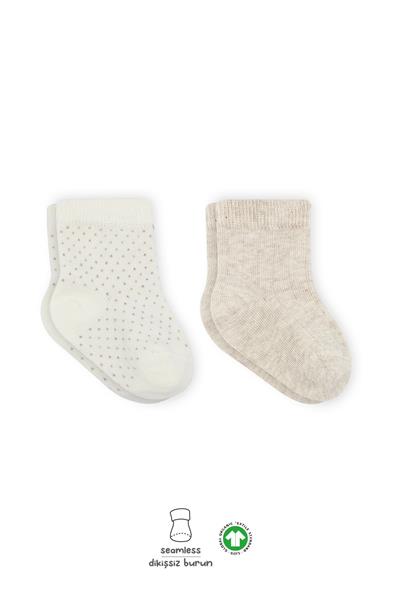 Bistyle Puan Derby Penye Soket Çorap 2Li 10103 Bej Ekru