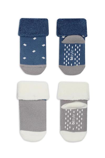 Bistyle Puanlı Kaymaz Havlu Soket Çorap 2'Li BS10502 İndigo Gri