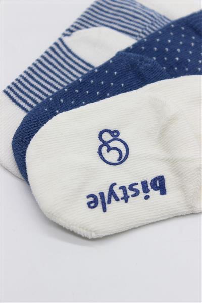 Bistyle 3Lü Puanlı Kaymaz Penye Soket Çorap 10108 İndigo