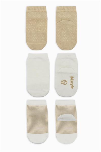 Bistyle 3Lü Puanlı Kaymaz Penye Soket Çorap 10108 Bej