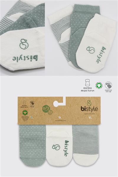 Bistyle 3Lü Puanlı Kaymaz Penye Soket Çorap 10108 Nil