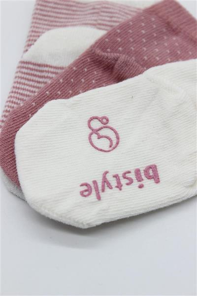 Bistyle 3Lü Puanlı Kaymaz Penye Soket Çorap 10108 Pudra