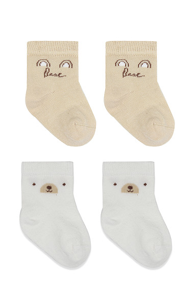 Bistyle So Bear Penye Soket Çorap 2Li 10142 Bej Ekru