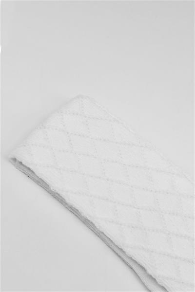 Bistyle Tekli Ekose Kabartma Penye Külotlu Çorap BS50105 Beyaz