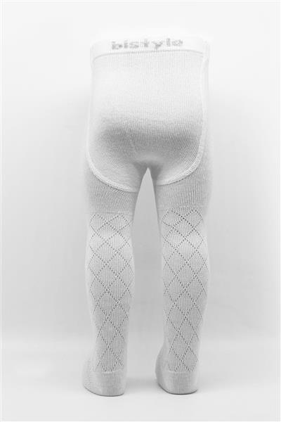 Bistyle Tekli Ekose Kabartma Penye Külotlu Çorap BS50105 Beyaz