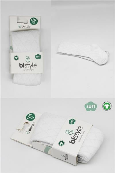 Bistyle Tekli Ekose Kabartma Penye Külotlu Çorap BS50105 Beyaz