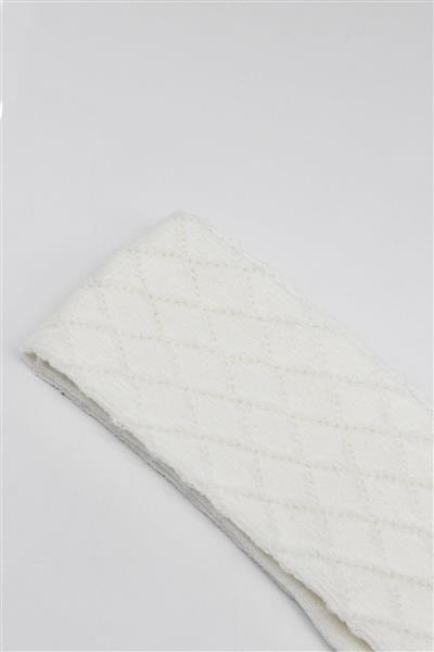 Bistyle Tekli Ekose Kabartma Penye Külotlu Çorap BS50105 Ekru