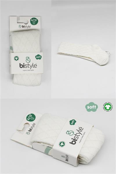 Bistyle Tekli Ekose Kabartma Penye Külotlu Çorap BS50105 Ekru