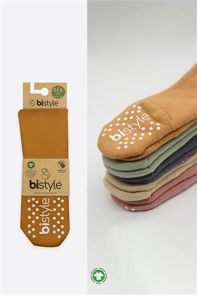 Bistyle Tekli Kaymaz Mix Havlu Külotlu Çorap 50501 Hardal