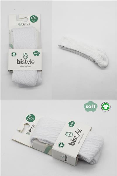 Bistyle Tekli Zikzak Kabartma Penye Külotlu Çorap BS50108 Beyaz