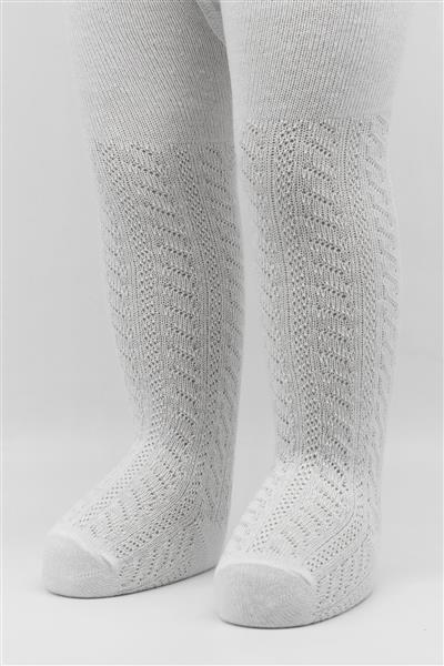 Bistyle Tekli Zikzak Kabartma Penye Külotlu Çorap BS50108 Beyaz