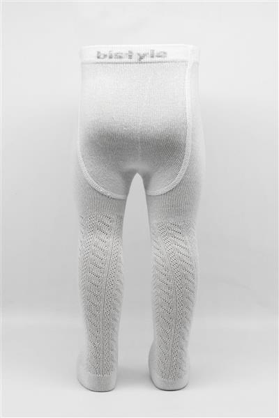 Bistyle Tekli Zikzak Kabartma Penye Külotlu Çorap BS50108 Beyaz
