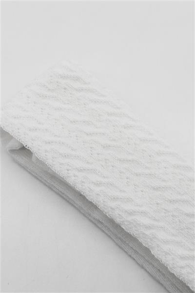 Bistyle Tekli Zikzak Kabartma Penye Külotlu Çorap BS50108 Beyaz