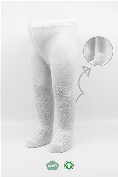 Bistyle Tekli Zikzak Kabartma Penye Külotlu Çorap BS50108 Beyaz