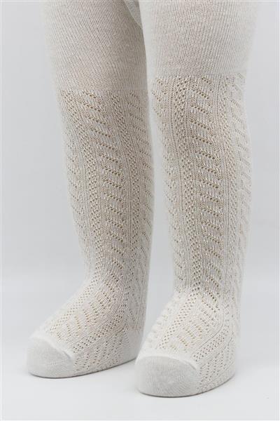 Bistyle Tekli Zikzak Kabartma Penye Külotlu Çorap BS50108 Ekru