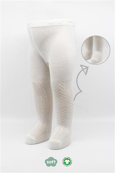 Bistyle Tekli Zikzak Kabartma Penye Külotlu Çorap BS50108 Ekru