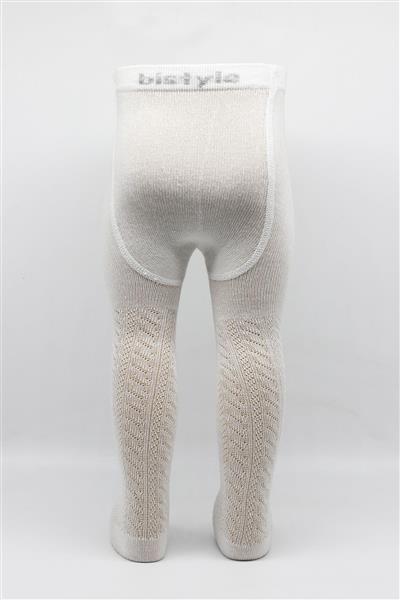 Bistyle Tekli Zikzak Kabartma Penye Külotlu Çorap BS50108 Ekru