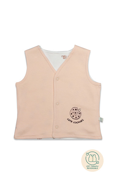 Bistyle Yelek Çift Taraflı Cookies Cute Happy 18112 Somon
