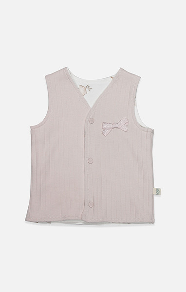 Bistyle Yelek Çift Taraflı Love You Family 18114 Pudra