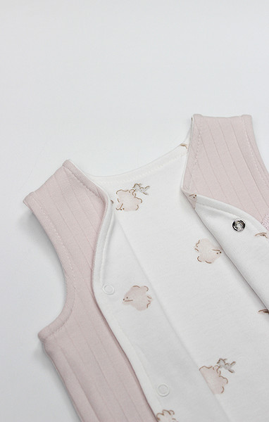 Bistyle Yelek Çift Taraflı Love You Family 18114 Pudra