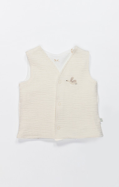 Bistyle Yelek Çift Taraflı Love You Smile 18115 Ekru