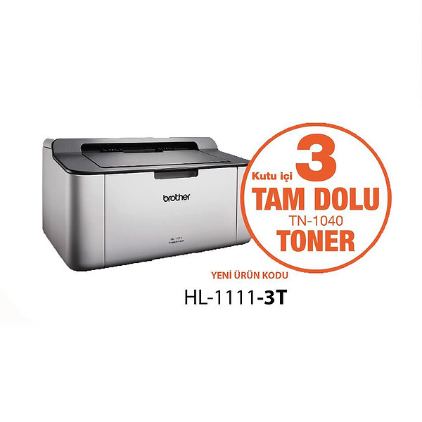 Brother HL-1111-3T Mono Lazer Yazıcı (3 Tam Dolu Toner)
