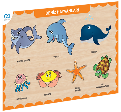 Caahs-3212 CA Games Ahşap Deniz Hayvanları Bul-Tak