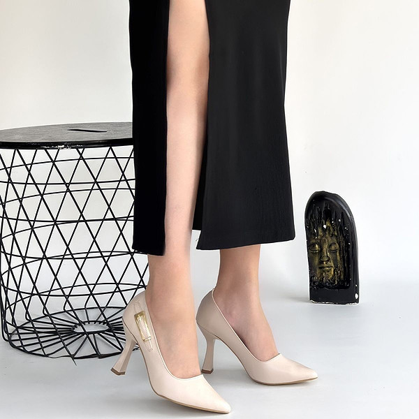 Cerin Bej Cilt Topuklu Ayakkabı