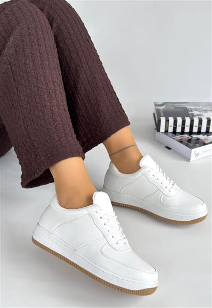 Ceyyan Beyaz Cilt Bağcıklı Spor Ayakkabı