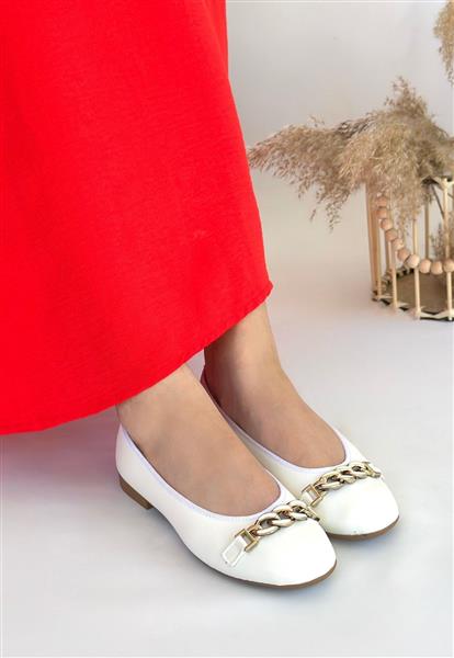 Cleo Beyaz Cilt Babet Ayakkabı